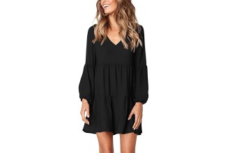 Amoretu Women Summer Tunic Dress V Neck Casual Loose Flowy Swing Shift Dresses