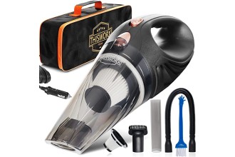 ThisWorx Car Vacuum Cleaner - Small 12V High Power Handheld Portable Car Vacuum w/Accessories, 16 Ft Cord & Bag - Car Gifts for Men Who Have Everything - Detailing Kit Essentials for Travel