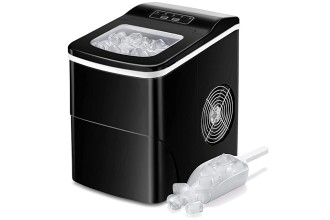 AGLUCKY Countertop Ice Maker Machine, Portable Ice Makers Countertop, Make 26 lbs ice in 24 hrs,Ice Cube Rready in 6-8 Mins with Ice Scoop and Basket (Black)