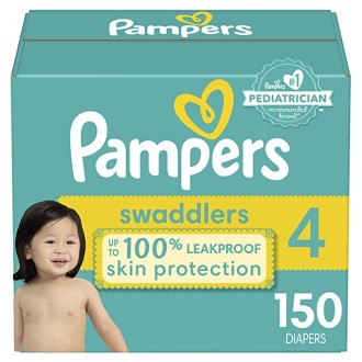 Diapers Size 4, 150 Count - Pampers Swaddlers Disposable Baby Diapers, (Packaging May Vary)