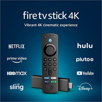 Fire TV Stick 4K, brilliant 4K streaming quality, TV and smart home controls, free and live TV