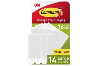 Command Large Picture Hanging Strips, Damage Free Hanging Picture Hangers, No Tools Wall Hanging Strips for Living Spaces, 14 White Adhesive Strip Pairs (28 Command Strips)